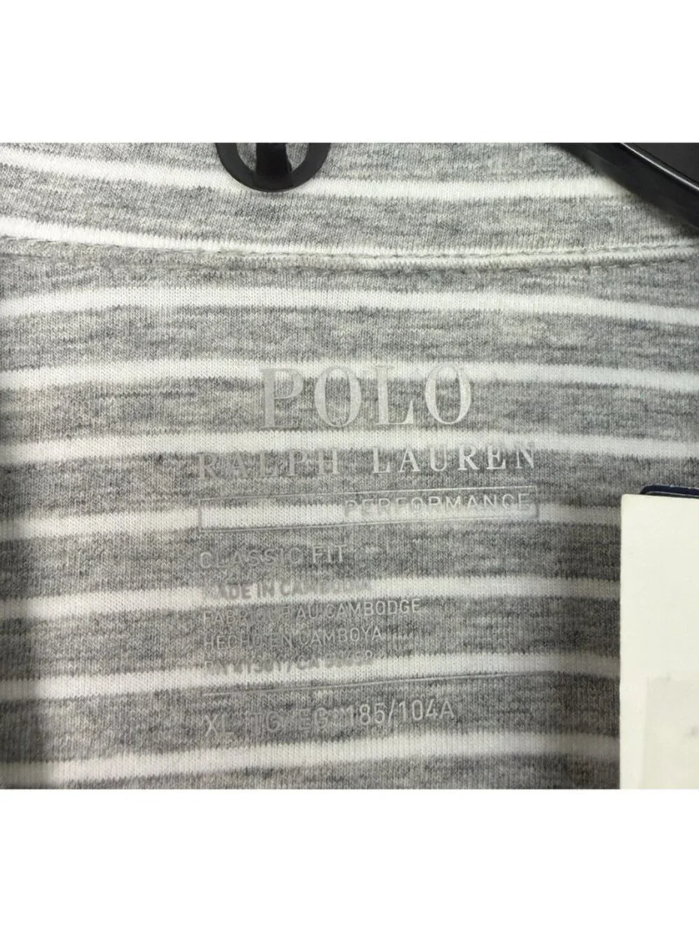 Ralph Lauren Performance Polo Men XL Grey Striped Moisture Wicking Pocket NEW